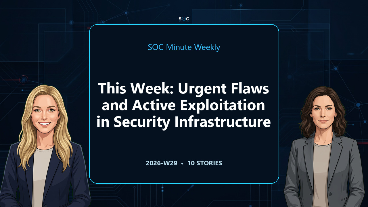 Thumbnail for SOC Minute Weekly: Urgent Flaws and Active Exploitation in Security Infrastructure